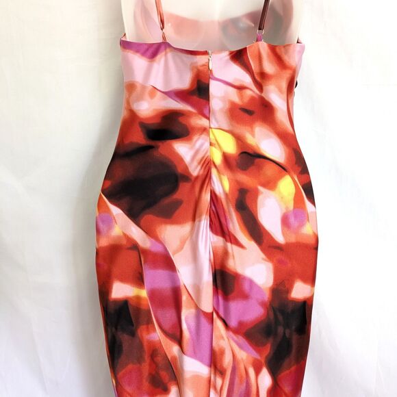 Fashion Nova Juniper Satin Maxi Dress Size S NWT Tropical Hawaiian Colorful - Picture 6 of 13